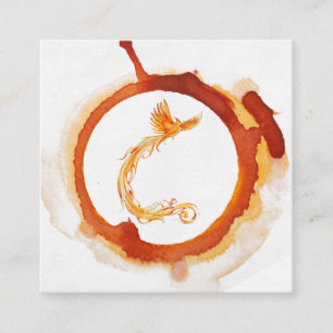 *~* Orange Burgundy Red Flame Phoenix Ring of Fire Fyrkantigt Visitkort