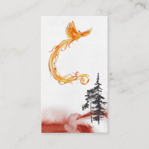 *~* Orange Burgundy Red Phoenix Stigning Gräs Tr Visitkort