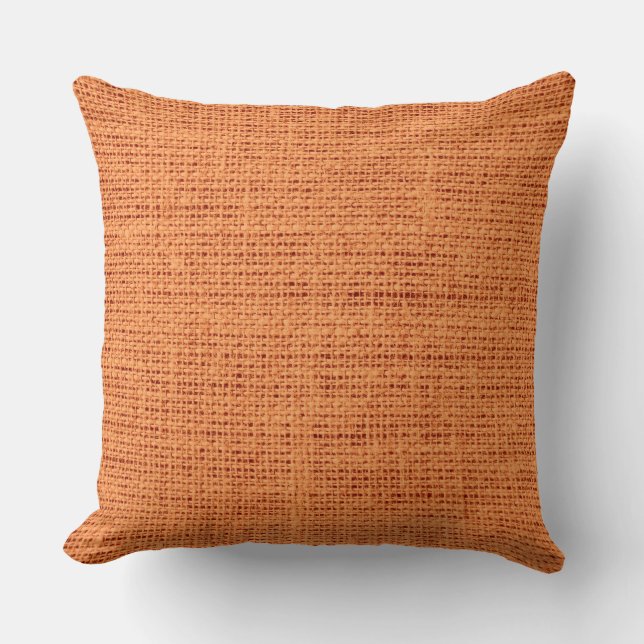 Orange Burlap Linen Rustic Jute Kudde (Framsida)
