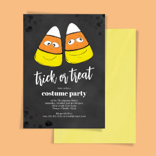 Orange Bus eller godis Candy corn Halloween fest Inbjudningar