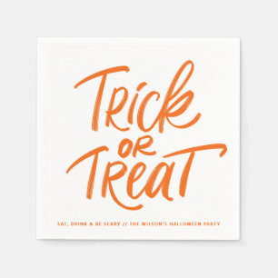 Orange Bus eller godis Lettering Halloween fest Pappersservett