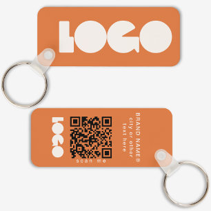 Orange Business Logotyp QR-kod, Vågrät för företag Nyckelring