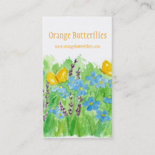 Orange Butterflies Affärskort Wildblommor Art Visitkort