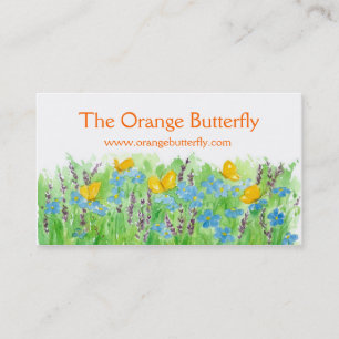 Orange Butterfly-Affärskortet Blue Wildblomma Art Visitkort