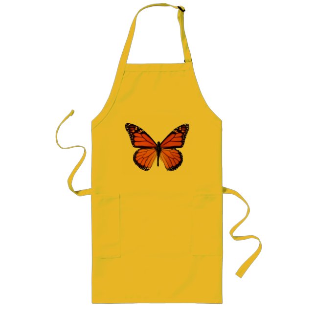 Orange Butterfly Apron Långt Förkläde (Framsidan)