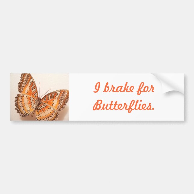 Orange Butterfly Bumper Sticker Bildekal (Framsidan)