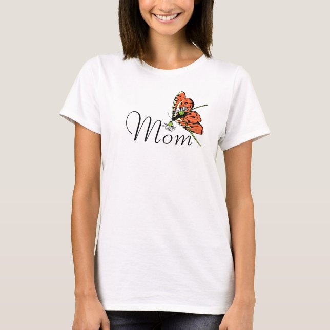 Orange Butterfly Dairy Mamma T Shirt (Framsida)