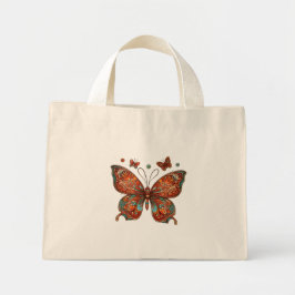 Orange Butterfly Design Mini Tygkasse