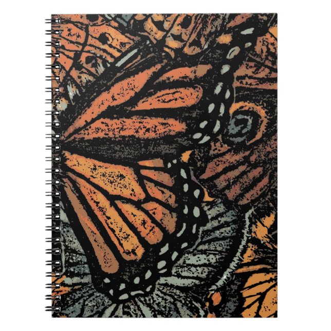 Orange Butterfly fantasy abstrakt art Anteckningsbok Med Spiral (Framsidan)