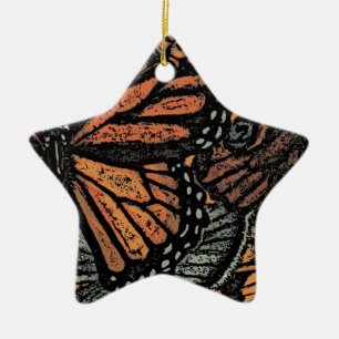 Orange Butterfly fantasy abstrakt art Julgransprydnad Keramik