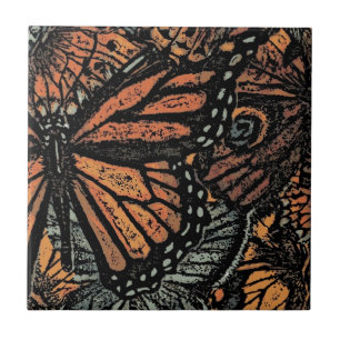 Orange Butterfly fantasy abstrakt art Kakelplatta