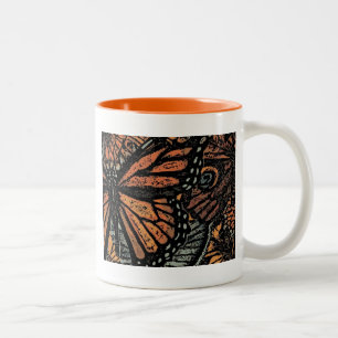 Orange Butterfly fantasy abstrakt art Två-Tonad Mugg