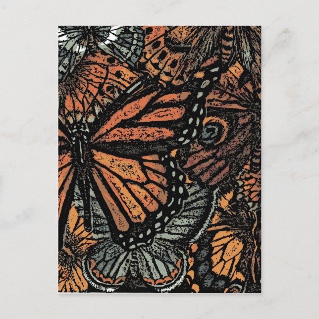 Orange Butterfly fantasy abstrakt art Vykort (Framsida)