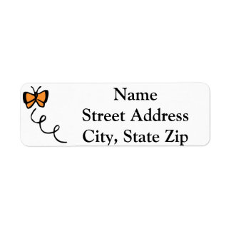 Orange Butterfly Flight Returadress Etikett