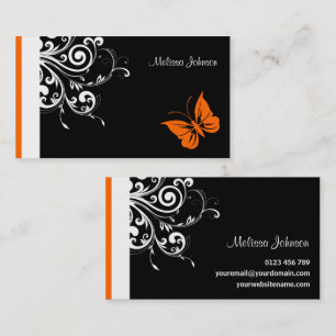 Orange Butterfly Flourish Visitkort