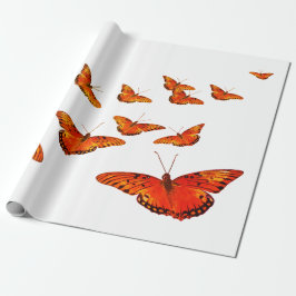 ORANGE BUTTERFLY GIFT WRAPPING WRAPPING PAPPER PRESENTPAPPER