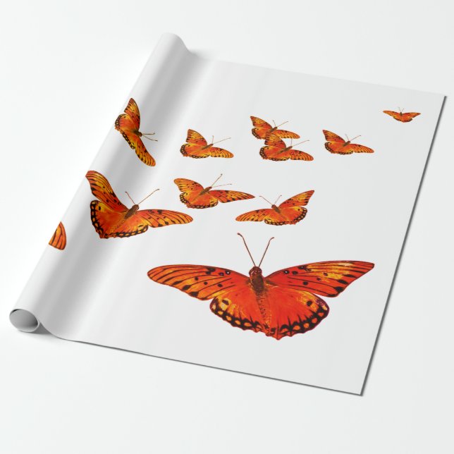ORANGE BUTTERFLY GIFT WRAPPING WRAPPING PAPPER PRESENTPAPPER (Utrullad)