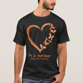 Orange Butterfly Heart Im A Survivor Kidney Cancer T Shirt