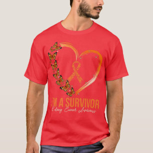Orange Butterfly Heart Im A Survivor Kidney Cancer T Shirt