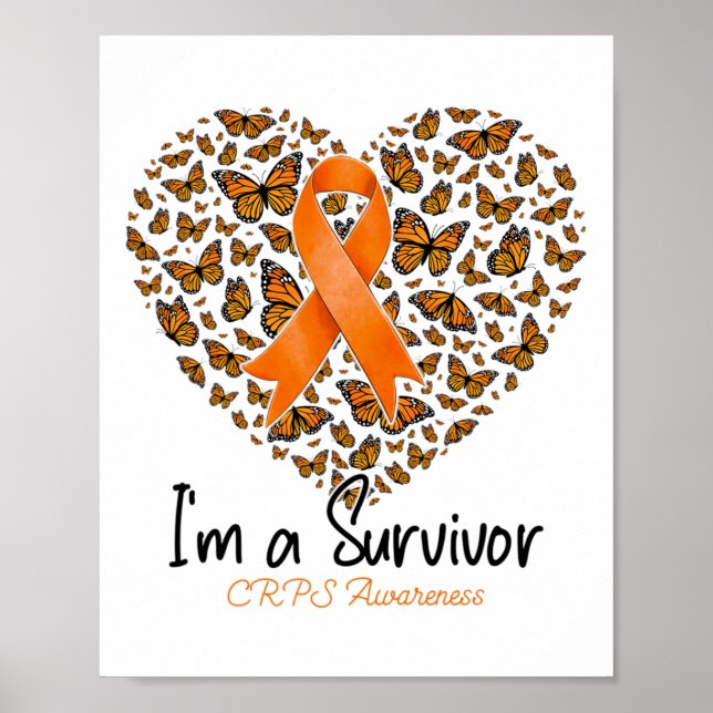 Orange Butterfly Heart Jag är en Survivor Crps Awa Poster (Framsidan)