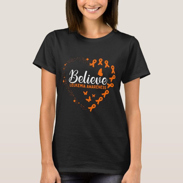Orange Butterfly Leukemia Awareness T Shirt (Framsida)