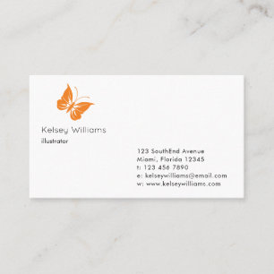 Orange Butterfly Logotyp Modern Affärskort Visitkort