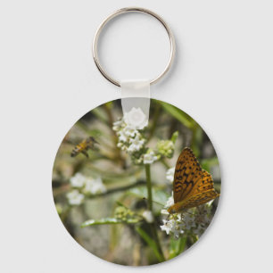 Orange Butterfly och Bee Nyckelring