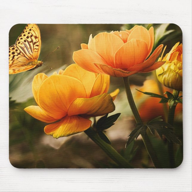 Orange Butterfly och Flowers Musmatta (Framsidan)