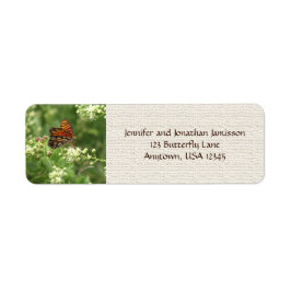 Orange Butterfly, Rustic Burlap-Returadress Returadress Etikett