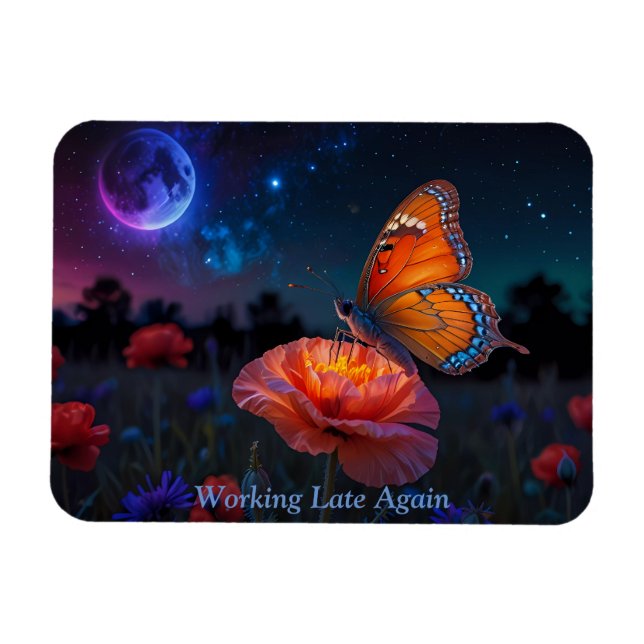 Orange Butterfly som samlar in pollen i Moonlight Magnet (Horisontell)