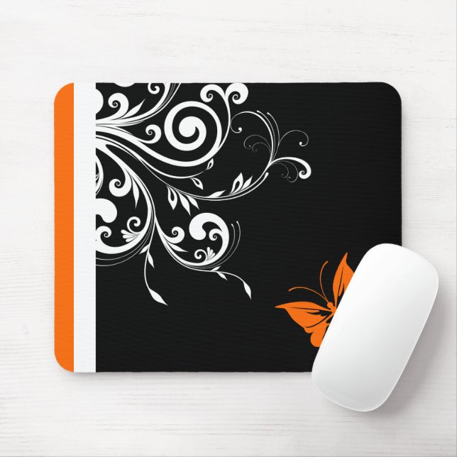 Orange Butterfly Swirls Musmatta (Med mus)