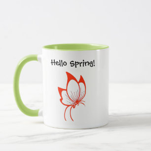 Orange Butterfly Tecknad, Cute Garden Nature Art Mugg