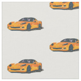 Orange C6 Korvette Hand plockade Sketch Fabric Tyg