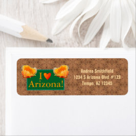Orange Cactus, I Heart Arizona, Tan Tribal Mönster Returadress Etikett