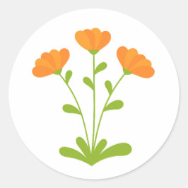 Orange Calendula-blommor - Sticker Runt Klistermärke