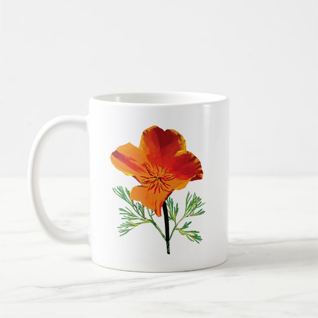 Orange California Poppy Kaffemugg (Vänster)