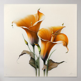Orange Calla Lilies Lily Flower Art Print Poster