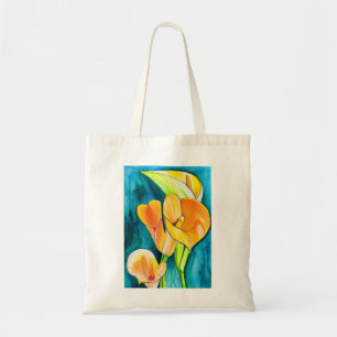 Orange Calla lily-blommans vattenfärgskonst Tygkasse