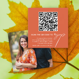 Orange calligraphy QR code OSA foto bröllop Tilläggskort