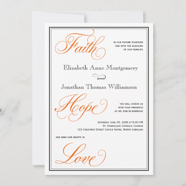 Orange Calligraphy Script Fall Wedding-inbjudan Inbjudningar (Framsida)