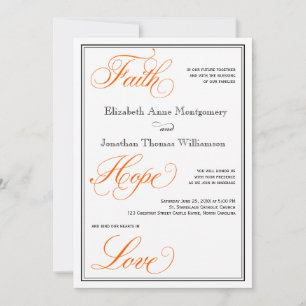 Orange Calligraphy Script Fall Wedding-inbjudan Inbjudningar