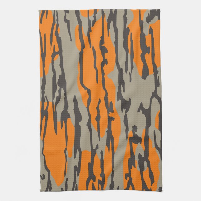 Orange Camo Bottomland Camo Mönster Kökshandduk (Vertikal)