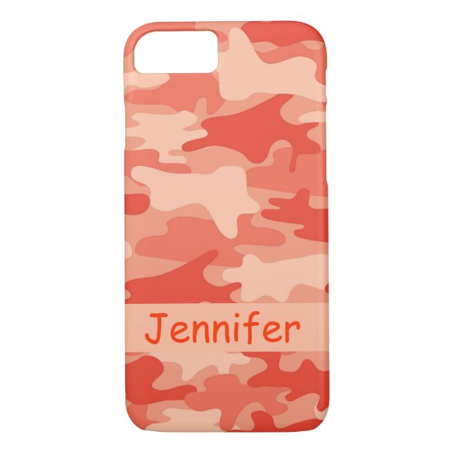 Orange Camo Camouflage Namn Personlig Case-Mate iPhone Skal (Baksida)