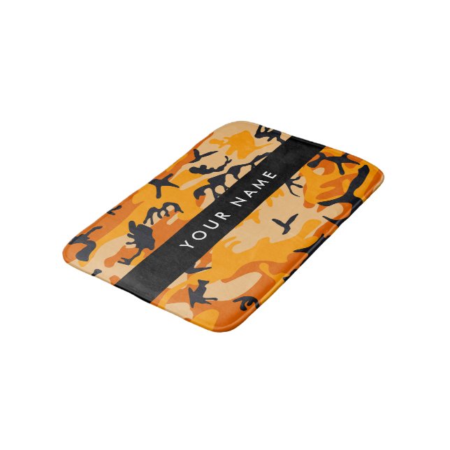 Orange Camouflage Ditt namn anpassar Badrumsmatta (Vinklad)