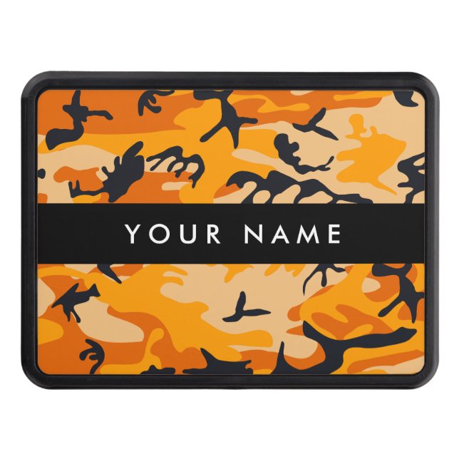 Orange Camouflage Ditt namn anpassar Dragkroksskydd (Framsidan)