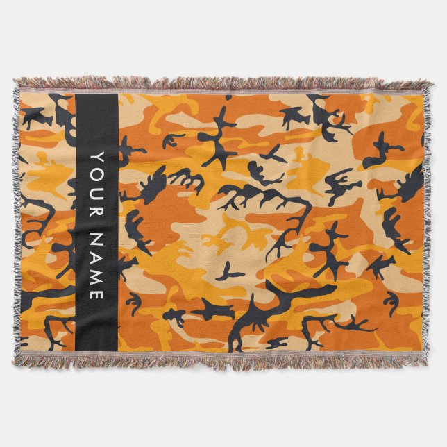 Orange Camouflage Ditt namn anpassar Filt (Framsidan)