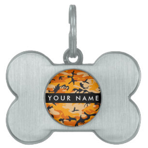 Orange Camouflage Ditt namn anpassar ID-bricka Husdjur