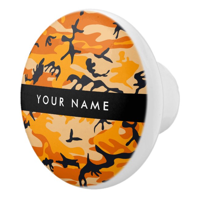 Orange Camouflage Ditt namn anpassar Knopp (Höger)
