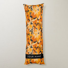 Orange Camouflage Ditt namn anpassar Kroppskudde