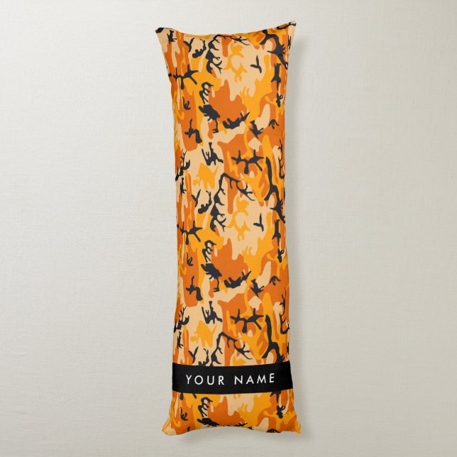 Orange Camouflage Ditt namn anpassar Kroppskudde (Baksidan (Vertikal))